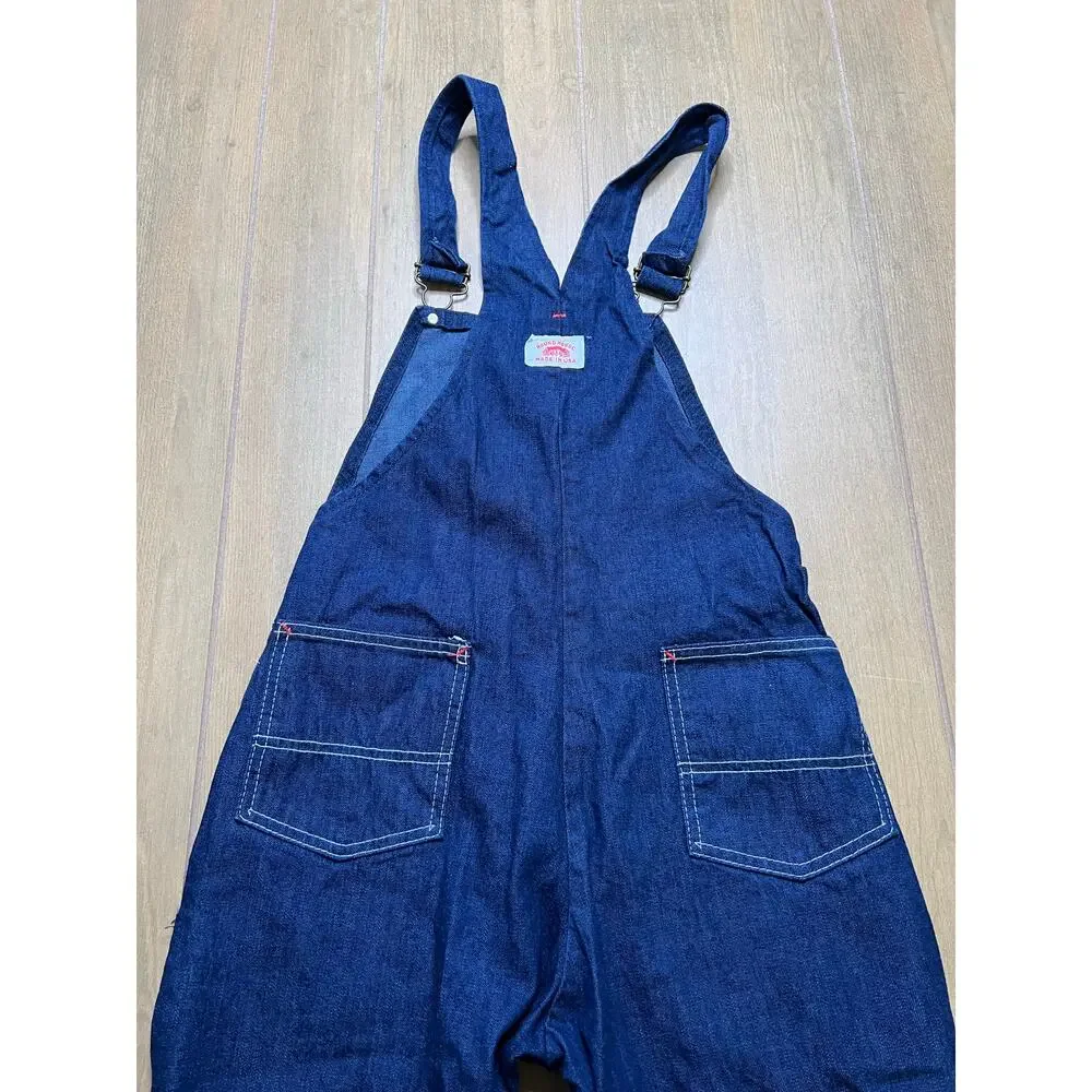 Vintage Round House Denim Overalls USA Cotton‎ Bib Carpenter Workwear Sz S/M